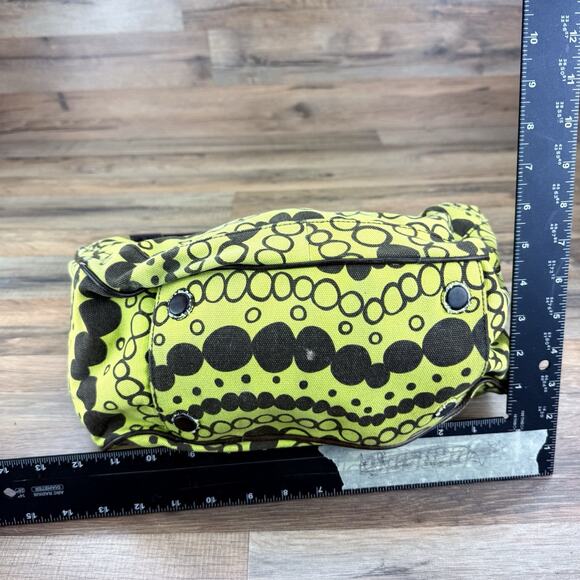 Angela Adams Brown / Yellow Bubbles Handbag, Neon Yellow Lining - Picture 7 of 9